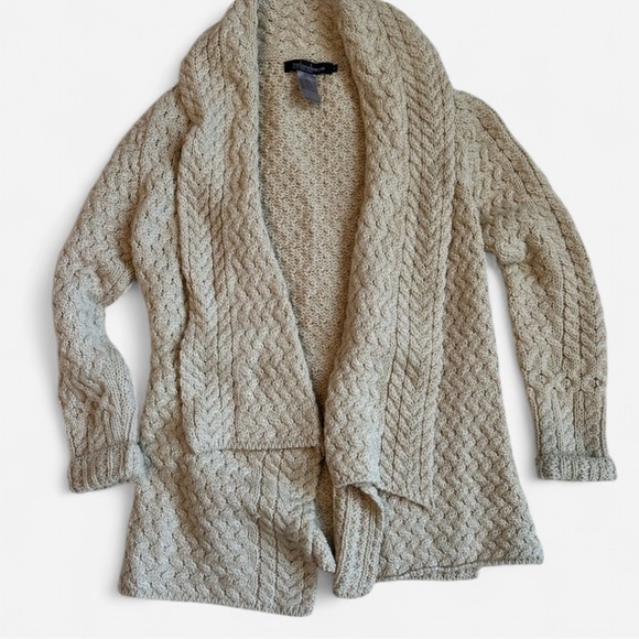 Irelandseye Glenross Waterfall Cardigan Natural Merino Wool Ireland Women’s Sz S - Picture 1 of 10